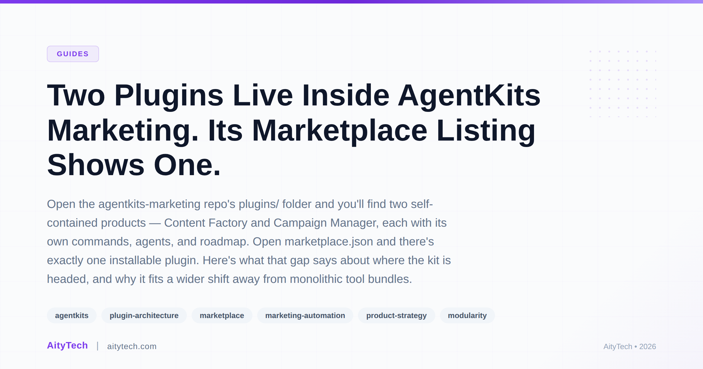 Two Plugins Live Inside AgentKits Marketing. Its Marketplace Listing Shows One.