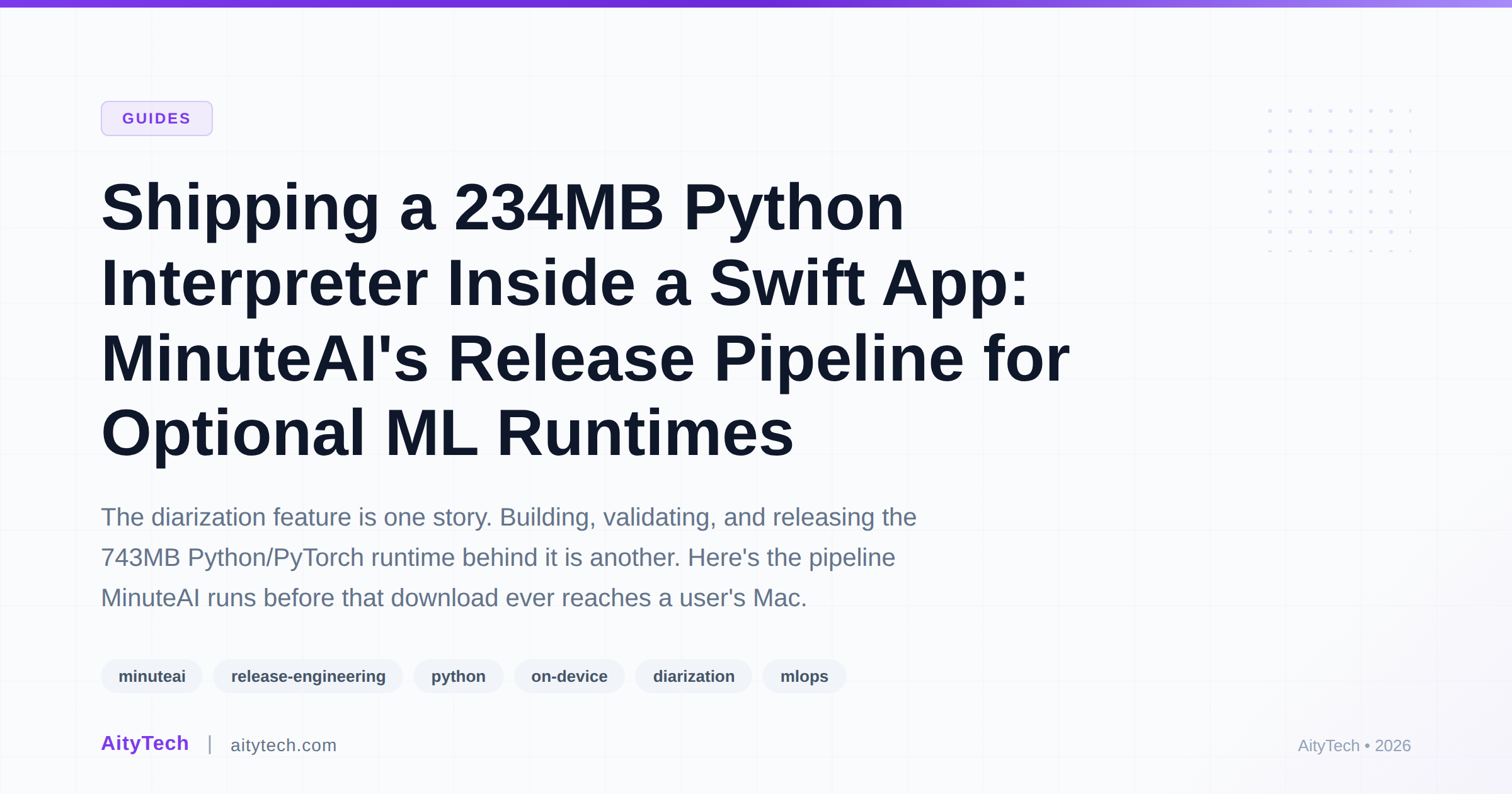 Shipping a 234MB Python Interpreter Inside a Swift App: MinuteAI's Release Pipeline for Optional ML Runtimes