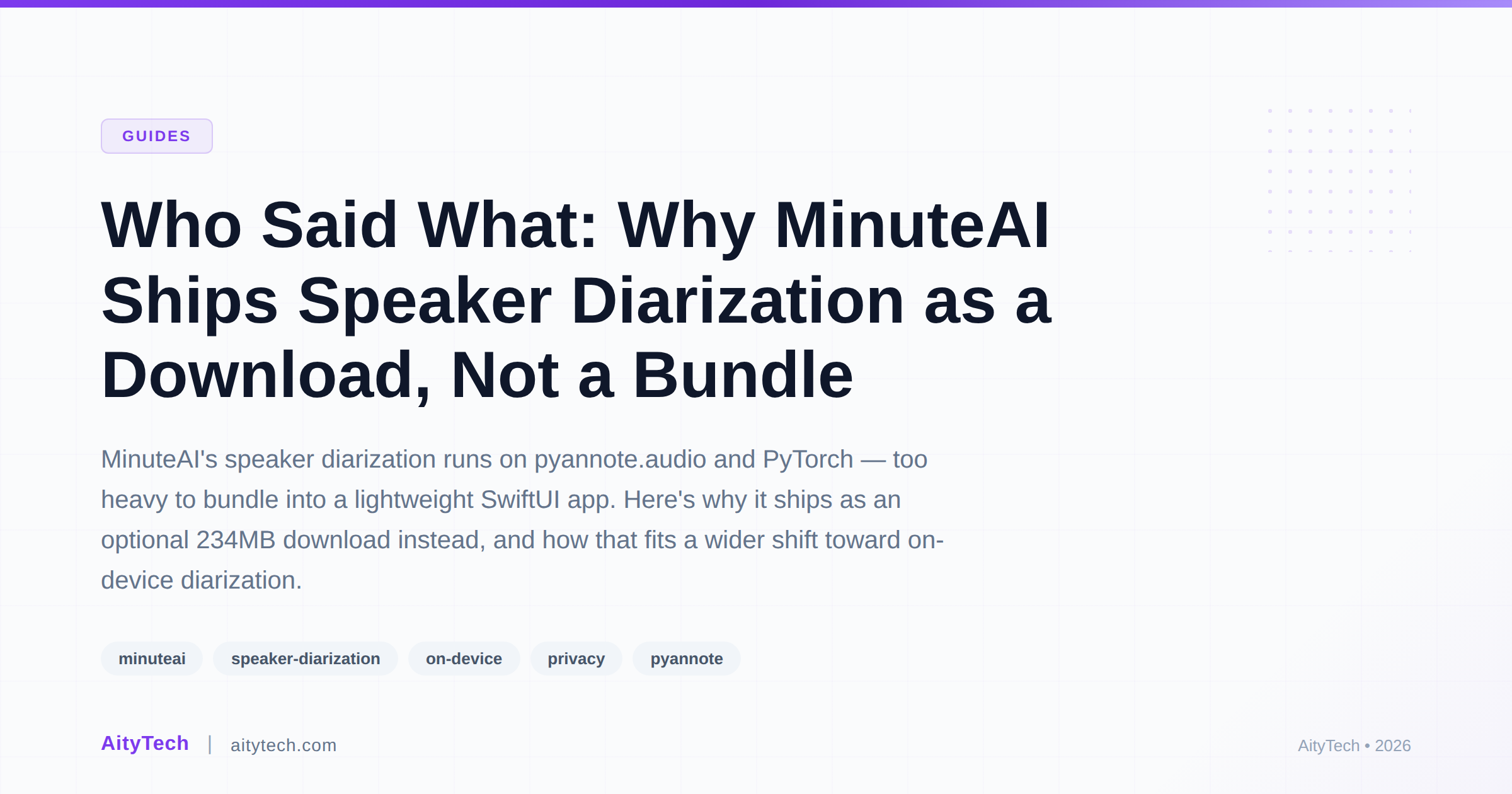 Who Said What: Why MinuteAI Ships Speaker Diarization as a Download, Not a Bundle